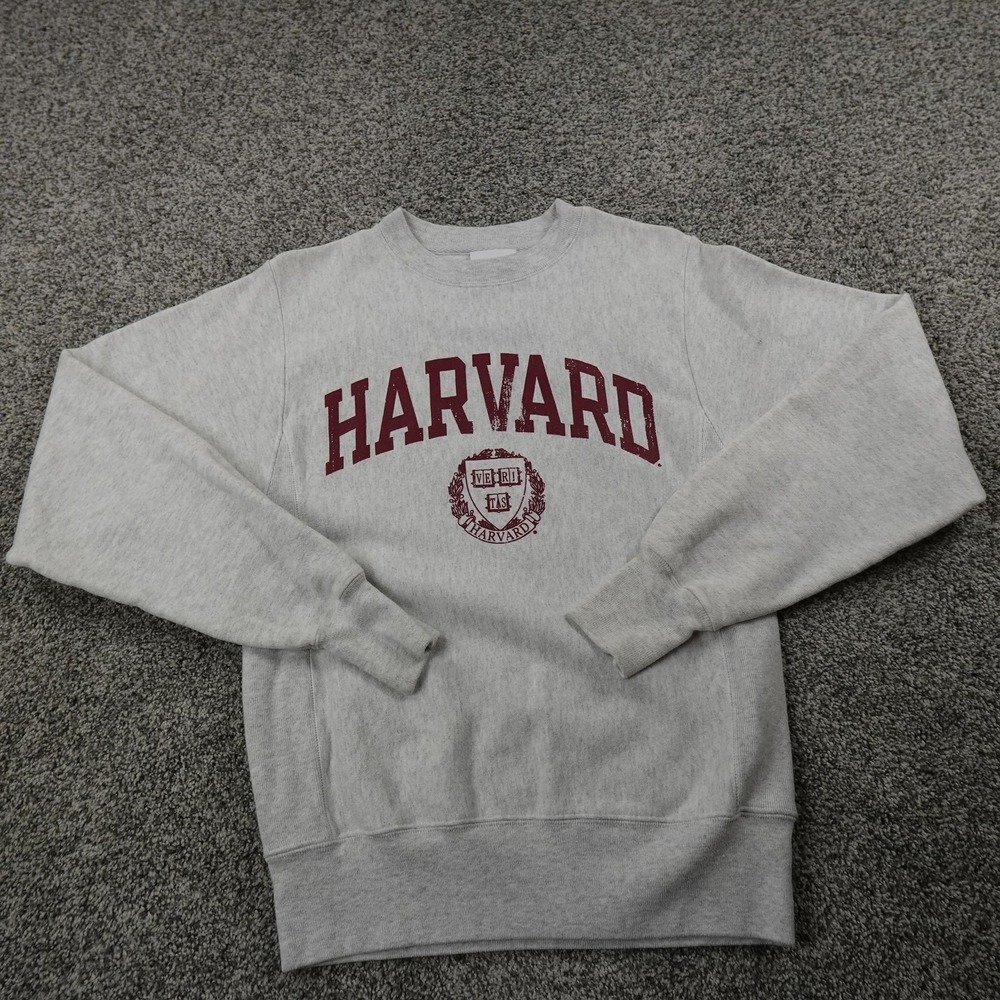 Harvard Sweatshirt Mens XS Gray Champion Reverse Weave Pullover Crewneck Sweater